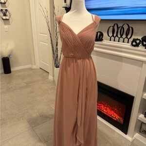 JJs House Pink Ruched Maxi Dress for Wedding Guest